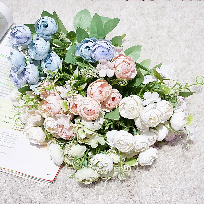 1 комплект 5 вилок Шелковый чай розы Имитация цветов для дома мягкое платье набор «Пейзаж» ручной diy свадебный материал искусственные растения