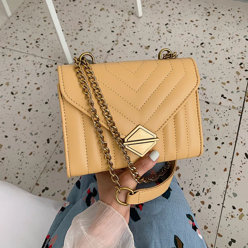 Новинка 2019 Корейская цепочка плечевая сумка с застежкой модная вышивка