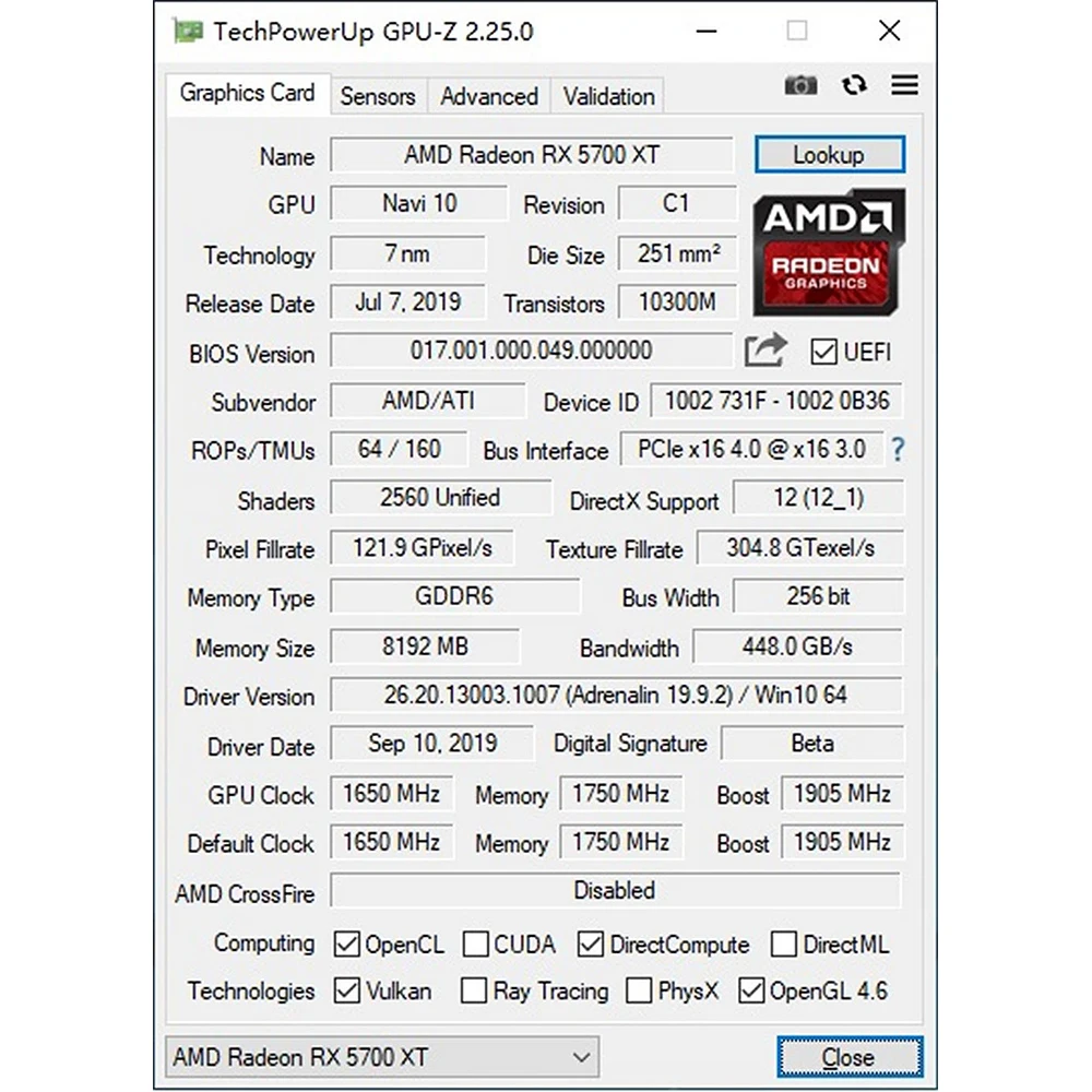  Yeston Radeon RX5700 XT GPU 8GB GDDR6 256bit 7nm Gaming Desktop computer PC Video Graphics Cards su