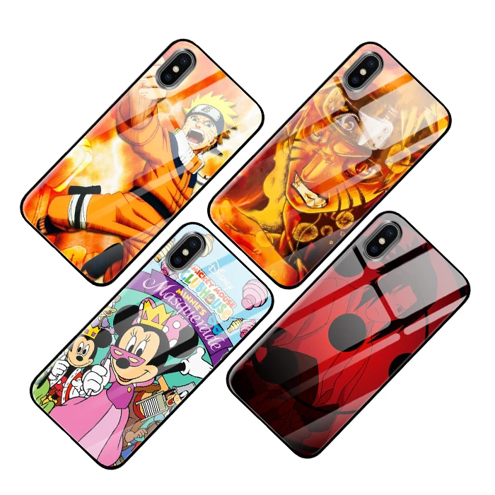 Микки One piece Аниме закаленное стекло Роскошные Чехлы для samsung Galaxy S10 S8 S9 Plus Note 8 9