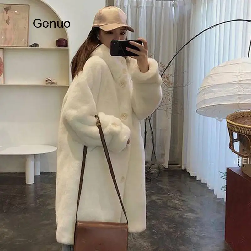 

Faux Fur Coat Women 2020 Casual Hoodies Furry Thick Warm Long Faux Rabbit Fur Jacket Loose Winter Coat Women Casaco Feminino