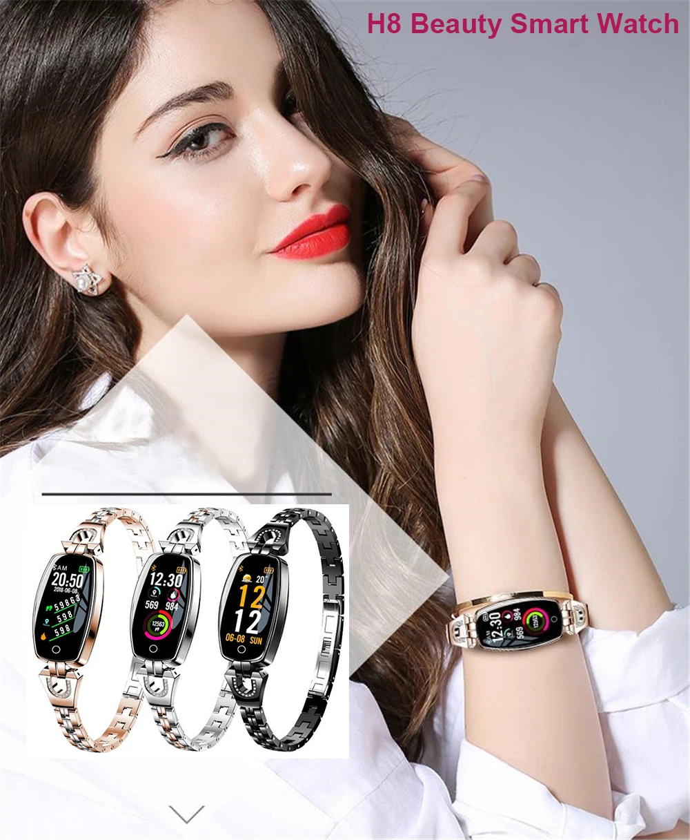 2019 H8 Women Lady Fashion Fitness Smart Band Bracelet Touch Screen Blood Pressure Heart Rate Sleep Monitor for Android IOS