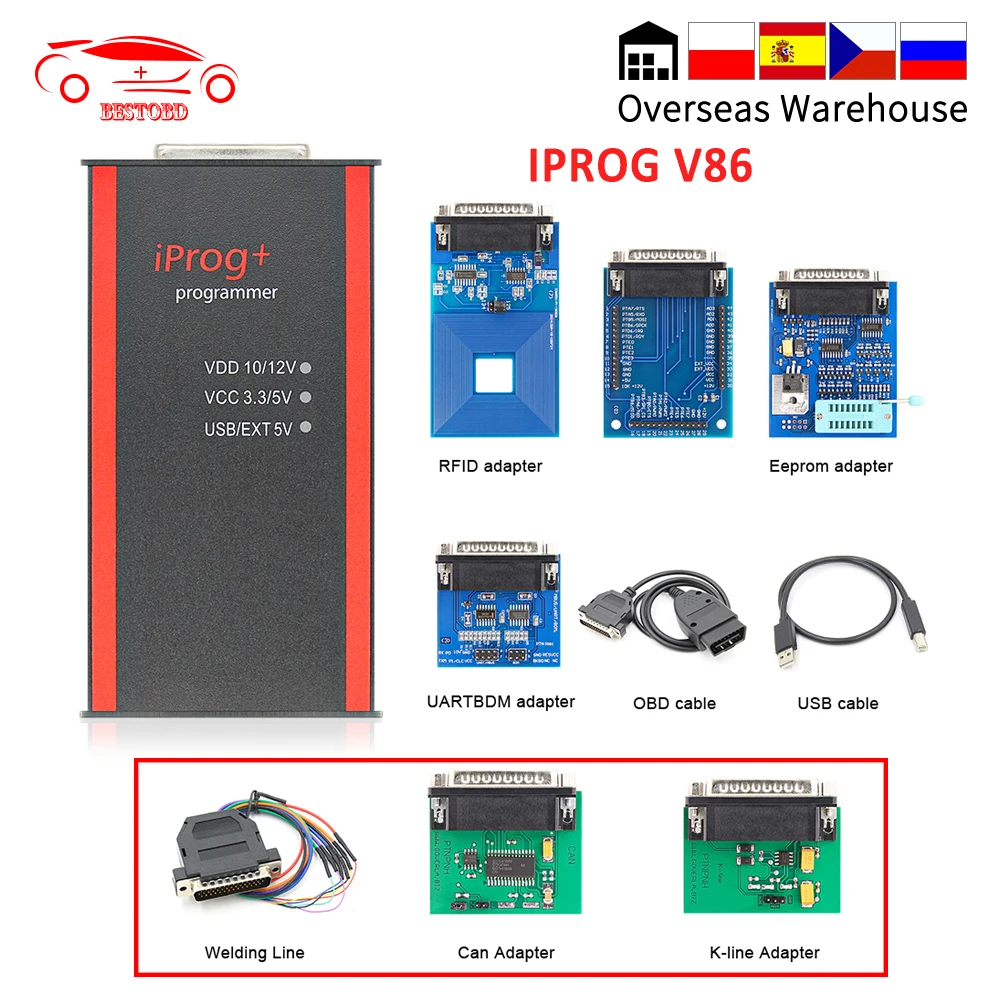 IPROG Pro Full ECU Programmer Iprog+ 2019 V86 Car Eeprom IMMO Radio ...