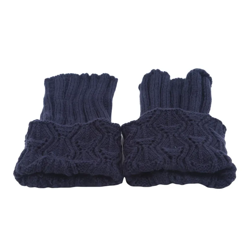 Navy blue Зимние гетры для женщин вязаный манжет для ботинок трикотажные короткие леггинсы выдалбливают ботинок гетры - Цвет: Navy blue