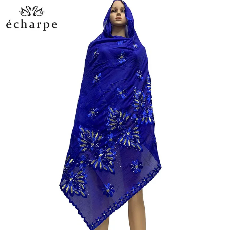 Новинка, африканские женские вышитые шарфы, хлопковый большой шарф для шали, шарф на распродаже - Цвет: EC073-12