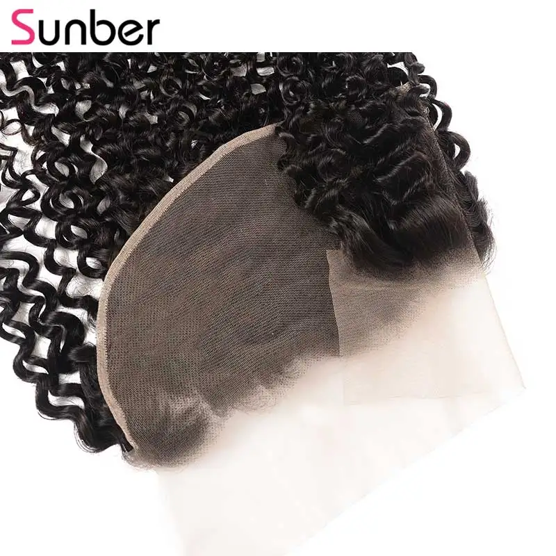 Sunber волосы Preuvian кудрявые 13x6 фронтальные волосы 8-18 дюймов часть remy наращивание волос 130% плотность закрытие волос