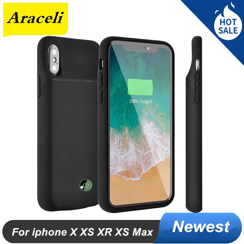 Чехол для аккумулятора iphone X XS XR Max Ультратонкий внешний аккумулятор с выходным