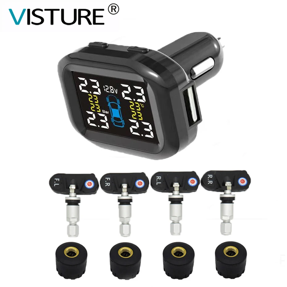 Система контроля давления в шинах Visture TPMS с выходом USB 10 Вт, система контроля давления в шинах, внешний внутренний датчик T05W T07W T05N Система контроля давления в шинах Visture TPMS с выходом USB 10 Вт, система контроля давления в шинах, внешний внутренний датчик T05W T07W T05N
