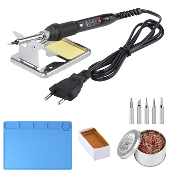 

JCD Soldering iron 220V 110V 80W temperature adjustable LCD soldering iron kit tips ESD insulation working Mat soldering station