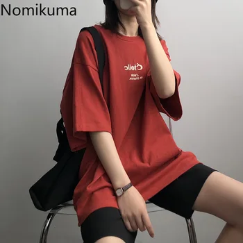 

Nomikuma 2020 Summer Short Sleeve Shirt Women Korean Causal O-neck Tee Tops Letters Printed Loose Graphic Tees Femme 6A206