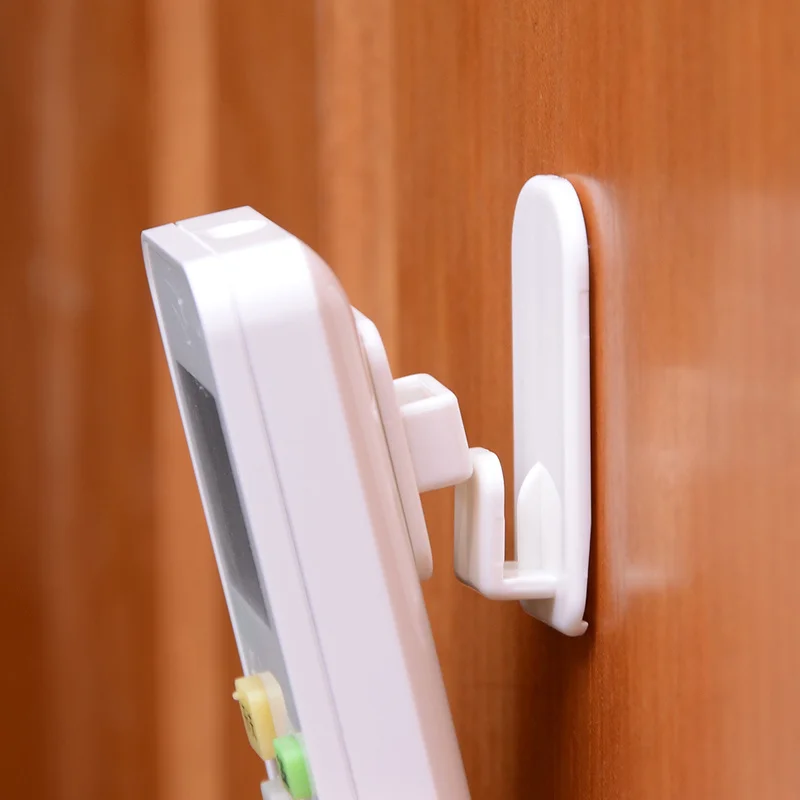 

4pcs = 2sets Practical Self Adnesive Wall Hook for TV Air Conditioner Remote Control lastic Sticky Hooks Door Holder hanger
