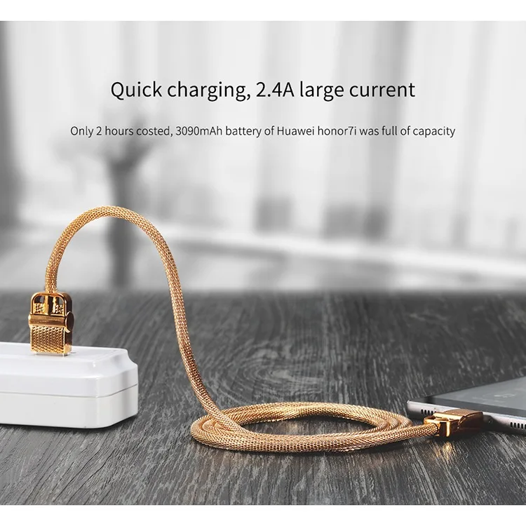 JIANHAN 2.4A металлический поворотный, микро-usb USB металлический тканый зарядный кабель 1 м Micro USB кабель для быстрой зарядки для huawei Xiaomi OPPO