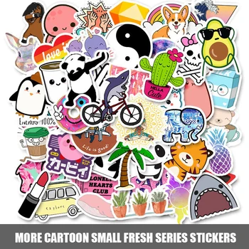 Tablet Decals 50 PCS Cartoon Simple Cute Stickers For Children Toy Waterproof Sticker to DIY Laptop Bicycle Helmet Car Decals 1