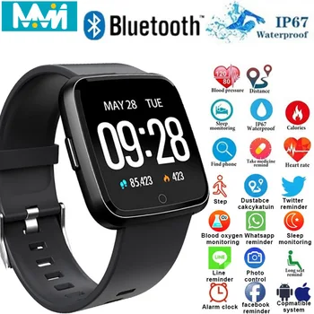 

MMN Y7 Smart Bracelet Blood Pressure Heart Rate Monitor Sport Fitness Tracker IP67 Waterproof Smart Wristband for Android IOS