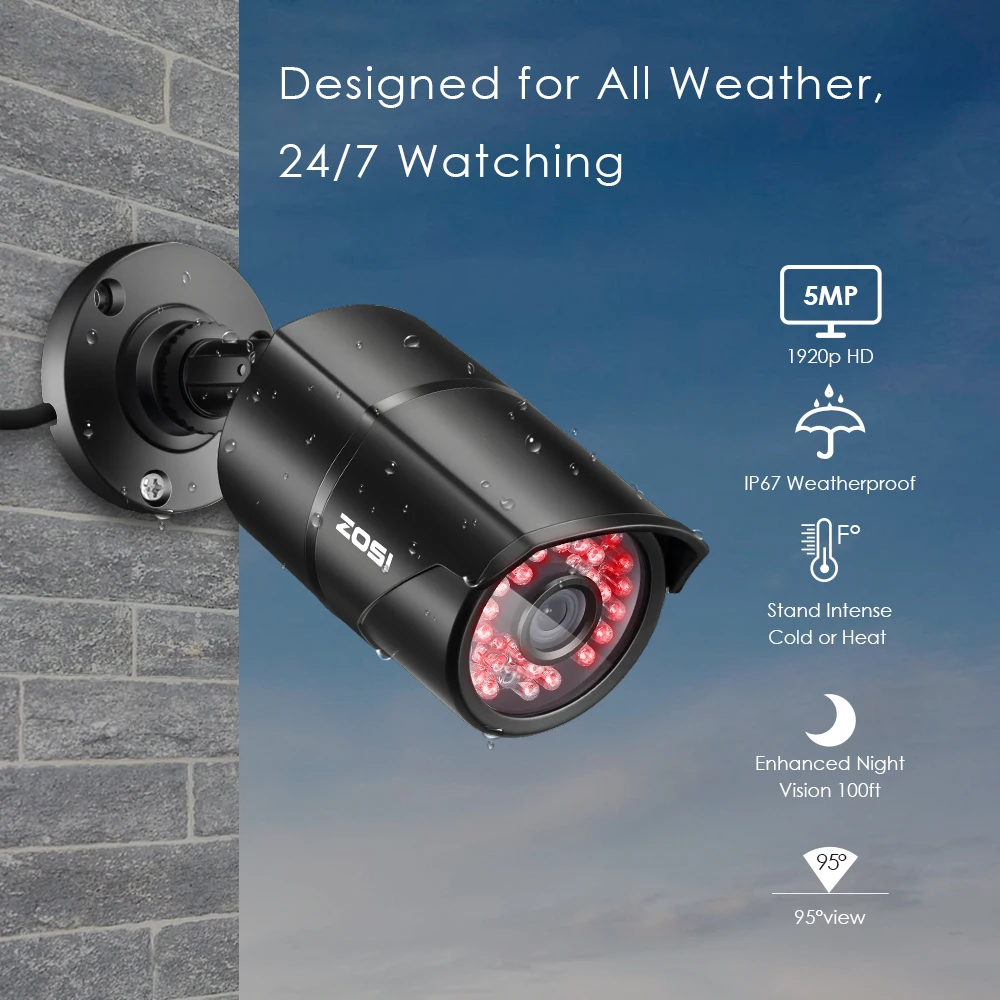 ZOSI 8-канальный сетевой видеорегистратор HD 5MP ночного видения с учетом безопасности видеосигнала Камера Системы с CCTV пули Камера 2 ТБ жесткий диск HDD DVR Kit