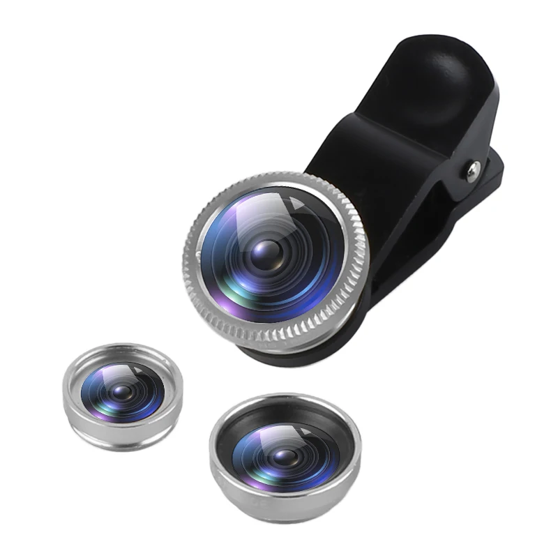 Wide Angle Macro Fisheye Lens Zoom 3-in-1 Lens Kit Fish Eye Lens For Iphone Xiaomi Huawei Samsung Smartphones Camera Lens Kit