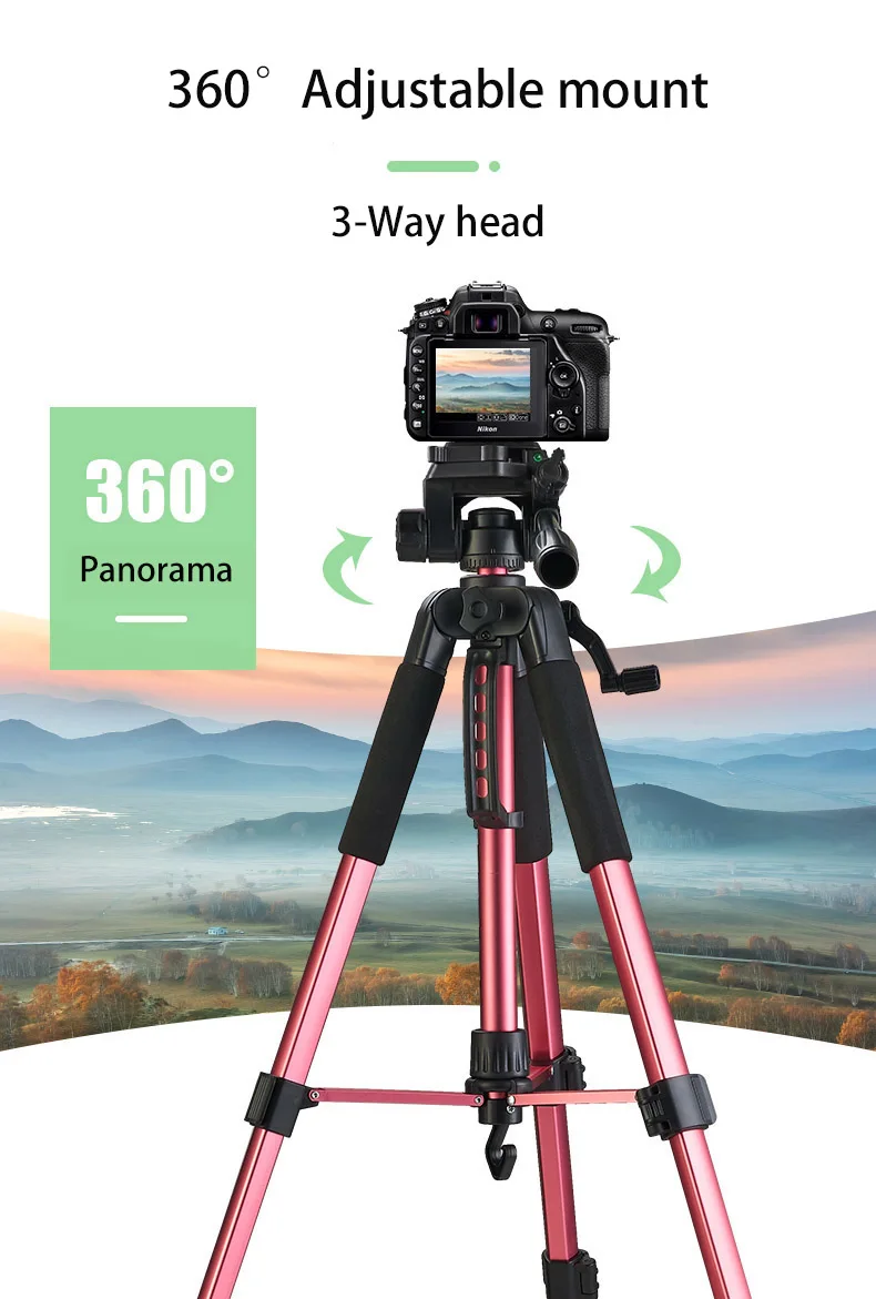 170CM Camera Tripod with Smartphone Holder&Carry Bag Photography Travel Tripod For Canon/Nikon/Sony/DSLR Camera/Mobile Phone mobile stand for home