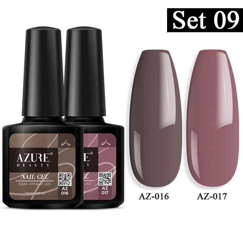 2PCS 09 Лазурный, красивый, фиолетовый цвет, блестящий светодиодный Гель-лак для ногтей, замачиваемый, новейшая цветная серия, 10 мл, Гель-лак для ногтей, Полупостоянный лак - Цвет: 2PCS 09