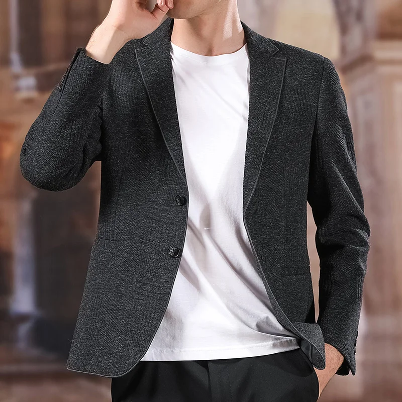Топ класс модный брендовый пиджак мужской черный приталенный костюм пальто Корейская одежда для вечеринок Повседневная мужская одежда