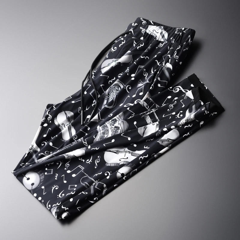 

Summer Luxury Note Allover Printed Mens Trousers Plus Size 3XL 4XL Fashion Casual Sport Pants Man