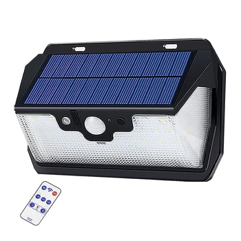 

55 leds Solar light remote control radar 3 side lighting usb port Security lamp camp Outdoor Garden Yard street door fence