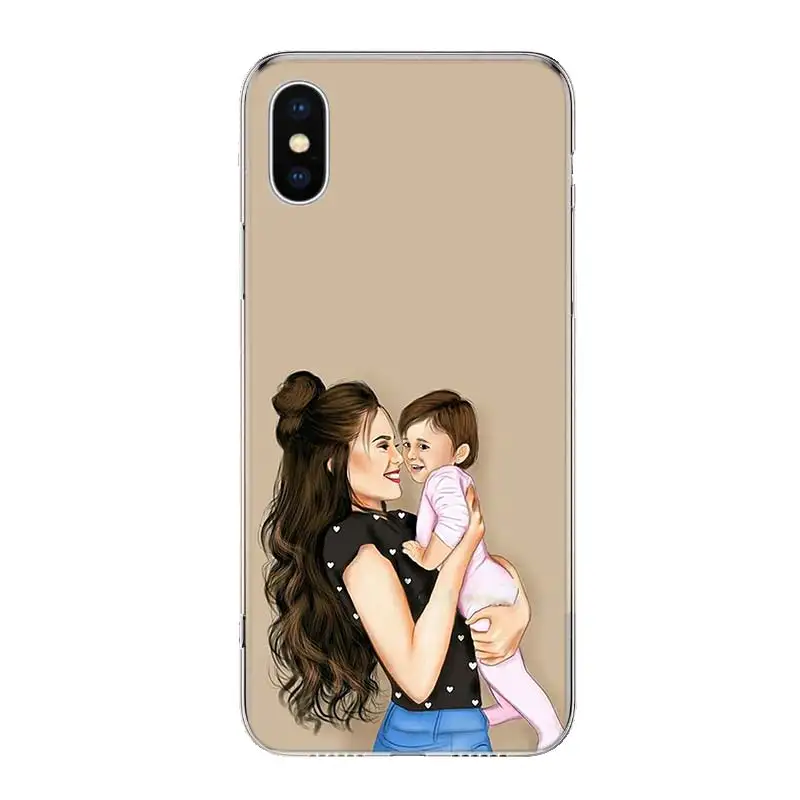 Детские комплекты для мамы и дочери; крышка чехол для телефона для iPhone 11 Pro 7 6X8 6S плюс XS MAX+ XR 5S SE 10 Ten арт бант из ленты TPU чехол для телефона