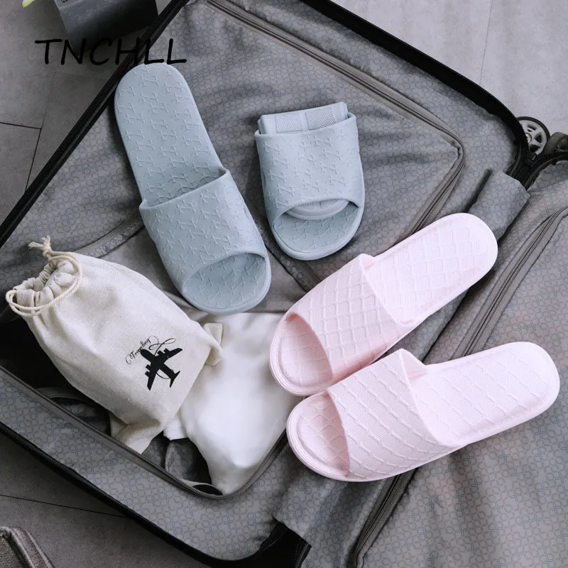 

Portable Men Slippers Travel Carrying EVA Non-slip Bathroom Couple Hotel Slippers Foldable Sack Storage Women Slippers NSE7483