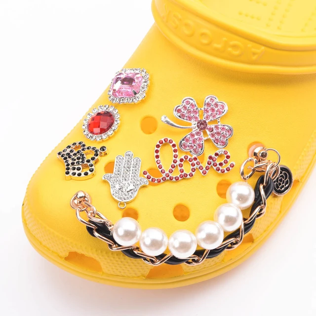 Metal Rhinestone Croc Charms Bling Shoe Decoration Pearl Crystal Girl's  Shinny Accessories for Girls Women Gifts