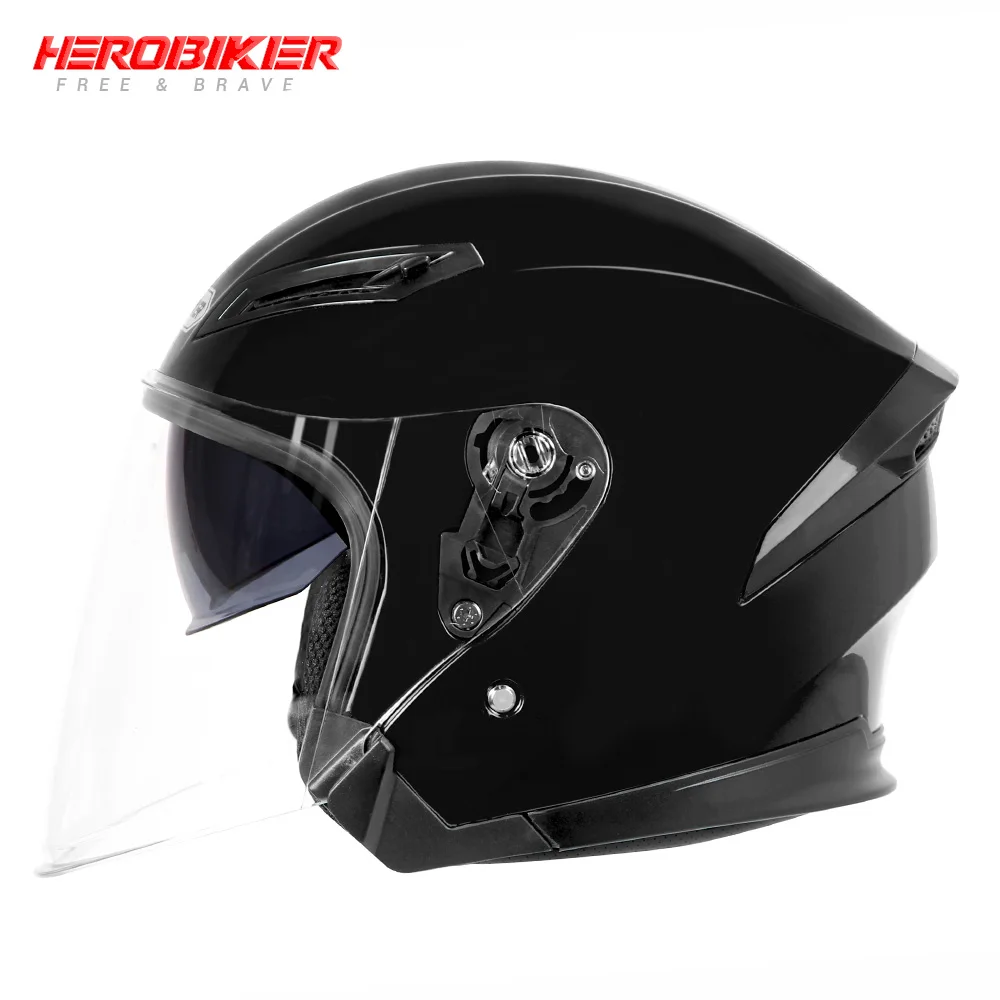 HEROBIKER, мотоциклетный шлем с открытым лицом, мотоциклетный шлем с полным лицом, уличный велосипедный гоночный шлем, мотоциклетный шлем с двумя линзами - Цвет: HHL10021-LI
