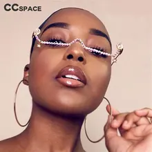 47163 подвеска в форме капли воды, полуоправа, очки со стразами, оправа для женщин, бриллиантовая цепочка, дамские оттенки, без линз, ручная работа, модные очки