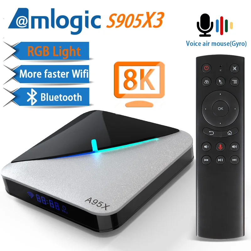  A95X F3 Air 8K RGB Light TV Box Android 9.0 Amlogic S905X3 4GB 64GB Wifi 4K 75fps Netflix Youtube B