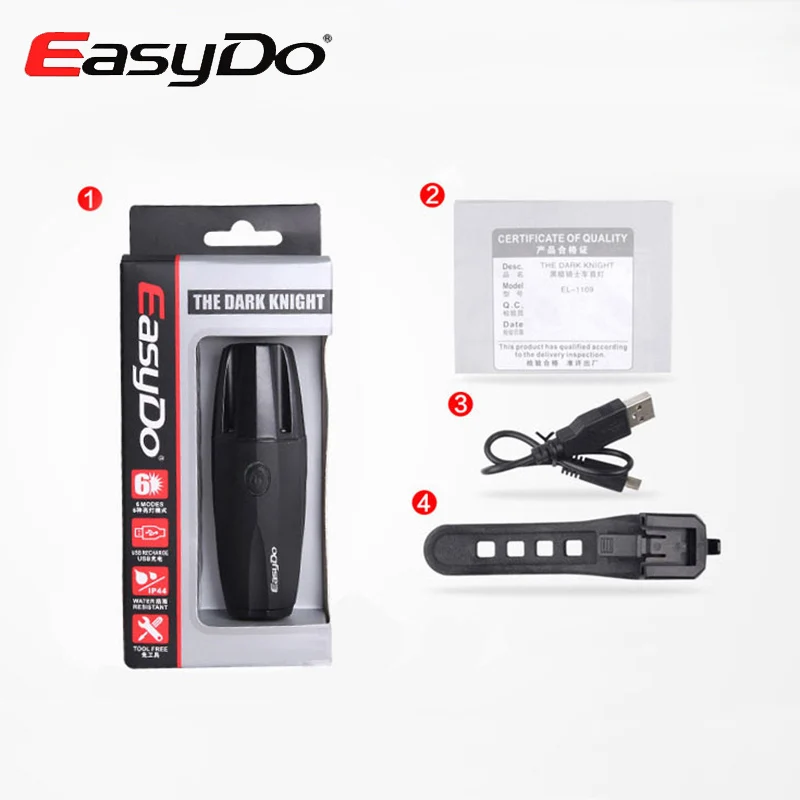 EasyDo 280 люмен велосипедная рукоятка фары лампа 2600 мАч USB перезаряжаемая MTB велосипедный фонарь светодиодный фонарик черный водонепроницаемый