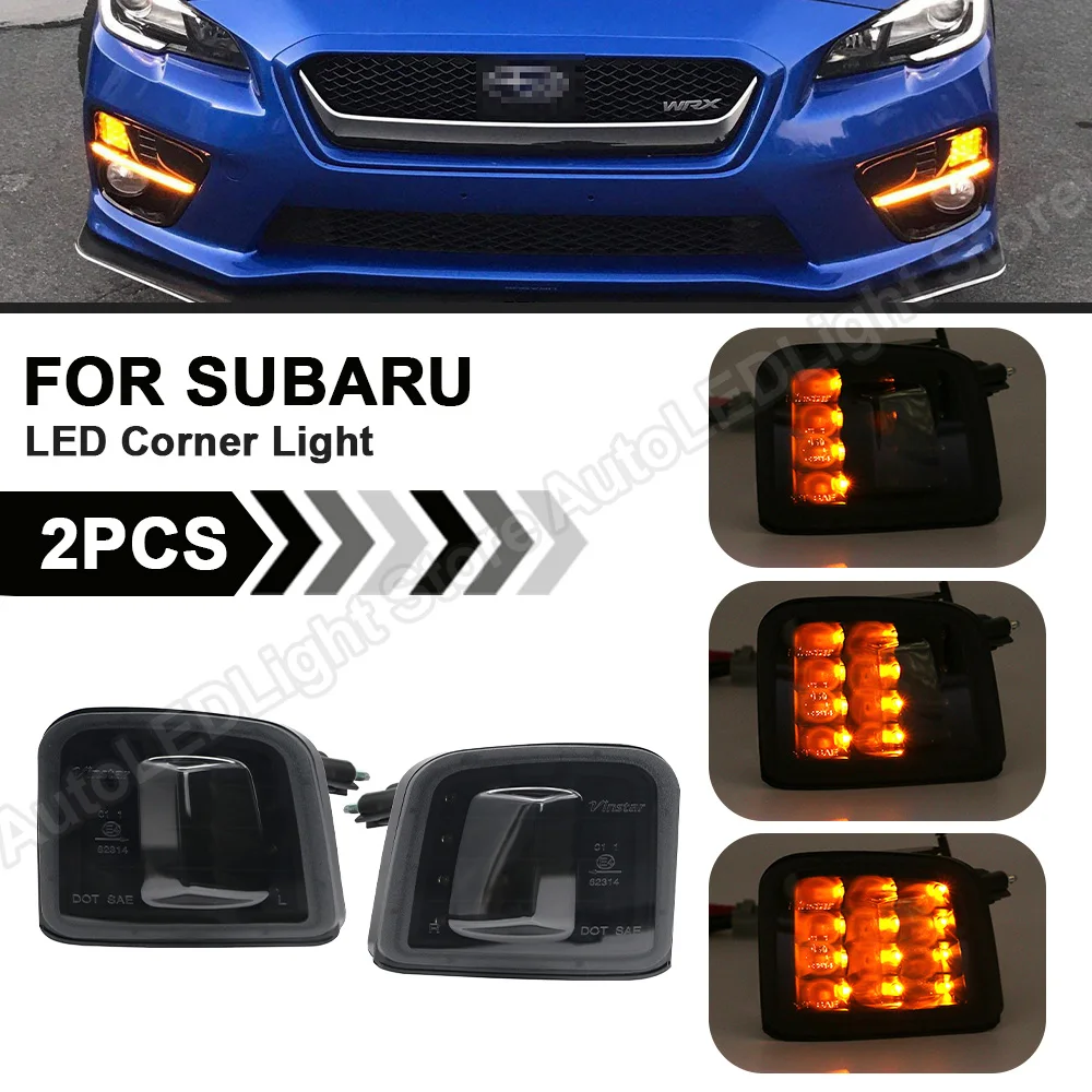 

2Pcs Car LED Front Dynamic Turn Signal Light Corner Lamp Smoked+Black For Subaru STI 2015-2017 WRX Limited Turbo Base Premium