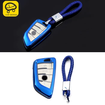 

CARMANGO Car Accessories Silica Gel TPU Key Case Key Cover Bag Holder Chain Decoration for BMW 1 3 5 7 Series X1 X3 X4 X5 X6