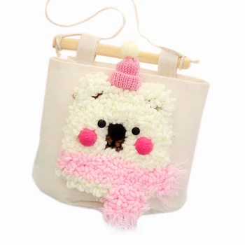 

Hot DIY Knitting Wool Rug Hooking Kit Handcraft Woolen Embroidery Creative Gift With 13.5 X 15cm Storage Bag Punch Needle - Bear