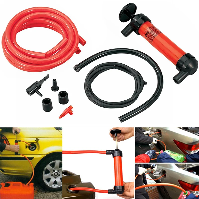 Portable Siphon Pump Car Manual Fuel Gas Transfer Oil Liquid Multi Use Hand Air Kit Car Styling