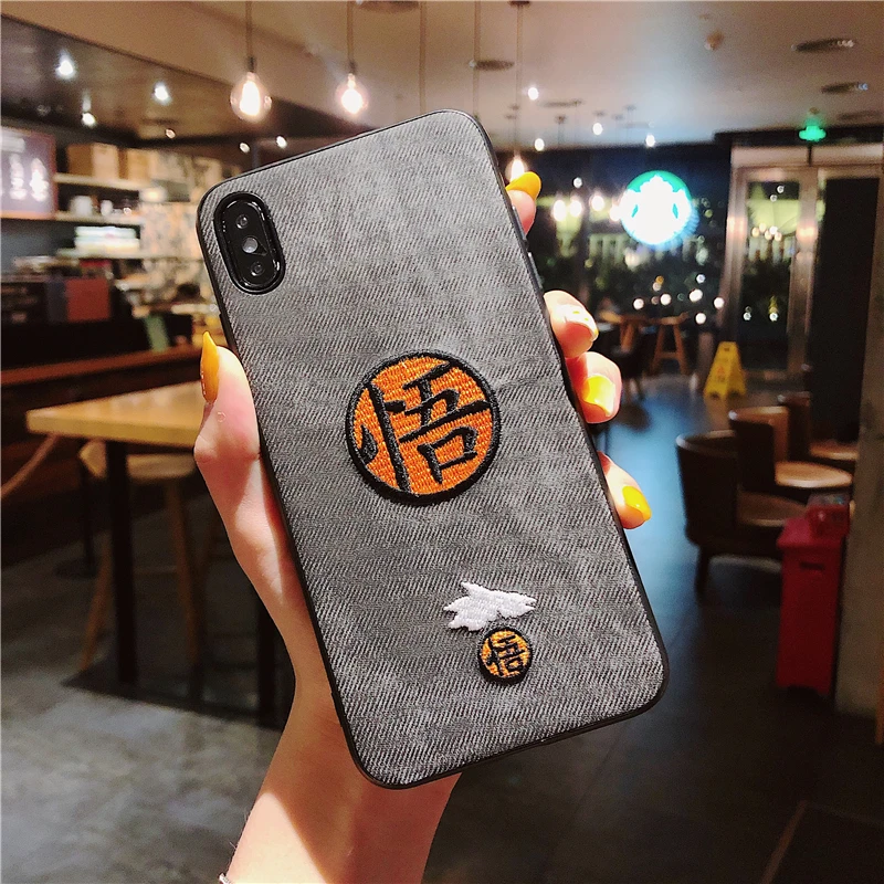 1 Роскошный мультфильм 3d вышивка Dragon Ball Супер Z Сон Гоку чехол для iphone 11 pro X XR XS MAX 8 7 6 s плюс ткань мягкий чехол - Цвет: 1