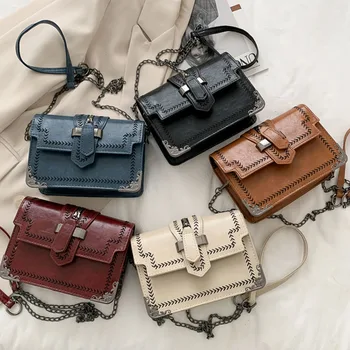 

Pu Hard Rivet Female Handbags 2020 New Black Red Brown Candy Color Young Girls Single Shoulder Bags Brand Women Crossbody Bags
