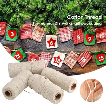 

100m Beige Cotton Rope Twisted Cord for Home Craft Decorative DIY Handmade Strengthen Gift Box Packaging Accessories