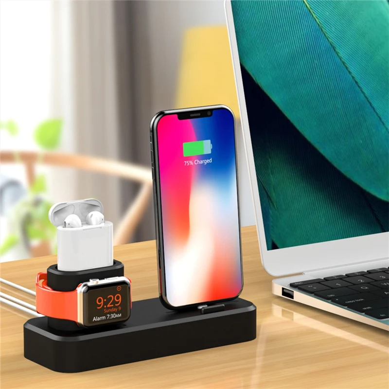 3 в 1 зарядная док-станция держатель для Iphone X XR XS Max Силиконовое зарядное устройство подставка поддержка для Apple Watch Series 4 3 2 1 Airpods
