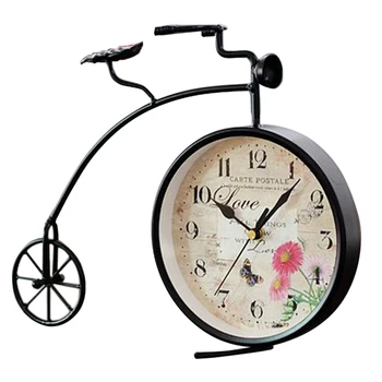 

Retro Home Decor European Clock Creative Iron Clock Bicycle Desktop Digital Clock