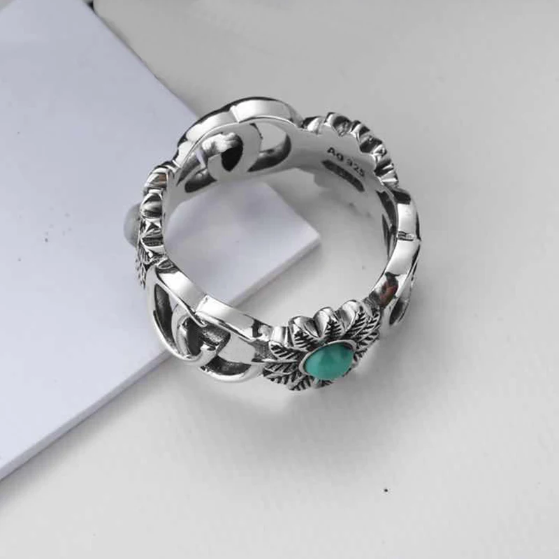 

TIFGBV 100% Sterling Silver 925 new hot sale turquoise ring, classic logo original jewelry, gift for girlfriend
