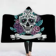 Домашний текстиль 3D Череп Скелет с капюшоном Одеяло накидка мягкая носимая уютное одеяло Новое
