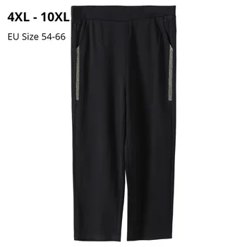 

Plus Size 10XL 8XL 6XL 4XL Women Summer 3/4 Pants 2020 Elastic High Waist Black Pencil Pants Oversized Slim Trousers For Mujer