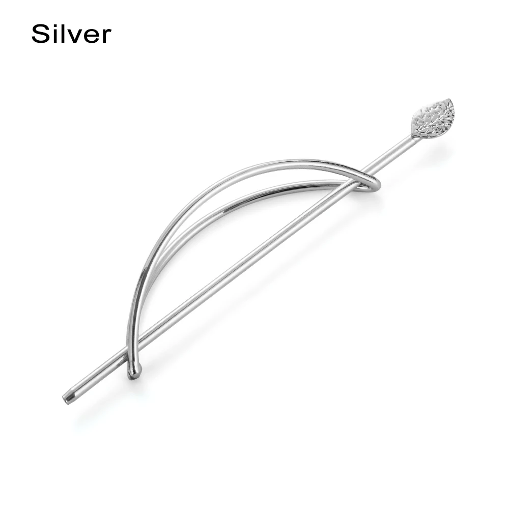 silver Заколки для волос в форме листа с жемчугом, металлические заколки для волос с золотыми и серебряными звездами, заколки для волос с перьями, Свадебная вечеринка, винтажный стиль для волос - Color: silver