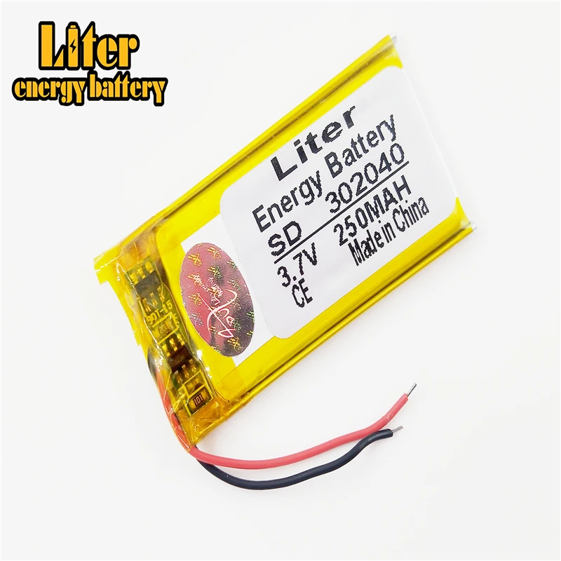 302040 3.7V 250mah Lithium polymer Battery with Protection Board For MP3 MP4 MP5 GPS Digital Products
