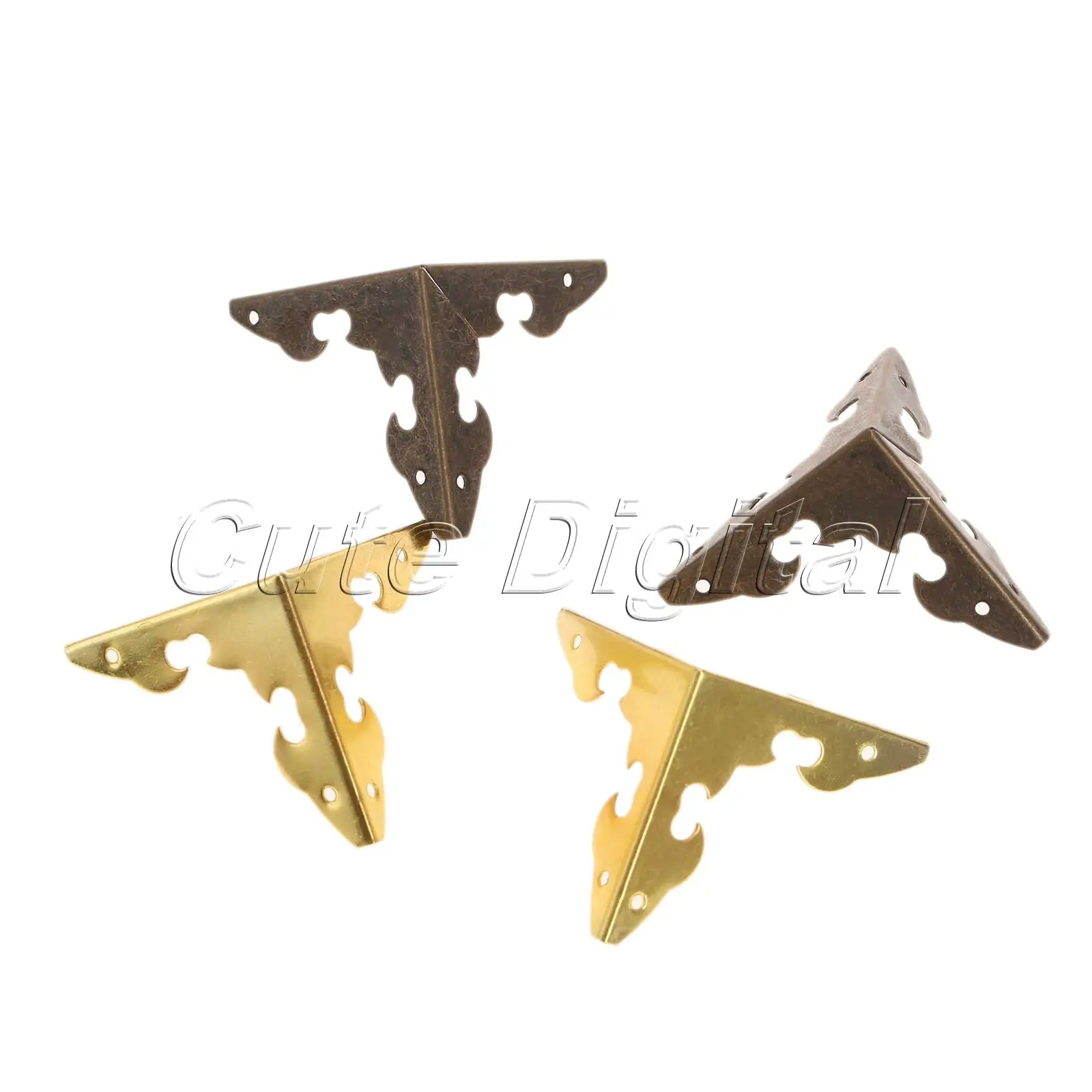 12pcs Antique Bronze/Golden Decorative Metal Corner Brackets for furniture Wooden Box Feet Corner Protector w/ Screws 30x30x30mm