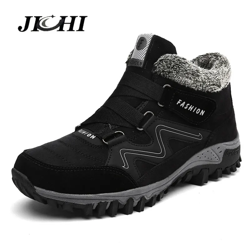 Baratos Nuevas botas de invierno para hombre, botas de nieve de tobillo, de felpa, impermeables, de alta calidad, cómodas, de seguridad, zapatos de goma, de moda 2019
