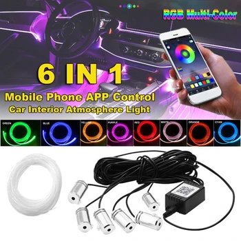 

RGB LED Strip Light APP Bluetooth Control for Car Interior Atmosphere Light Lamp 6XDB