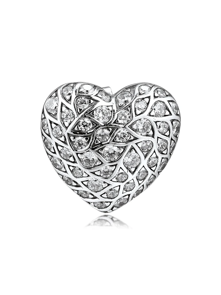 Серьги гвоздики из серебра 925 пробы с блестящим рисунком сердца|Серьги-гвоздики| |